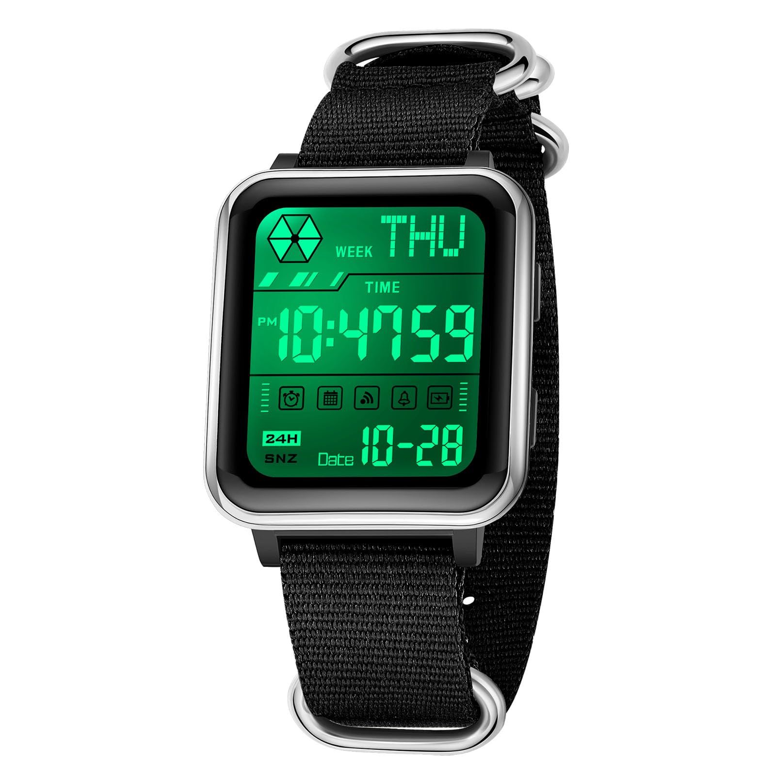 Gosasa Orologio digitale unisex con cinturino in nylon, orologio quadrato a