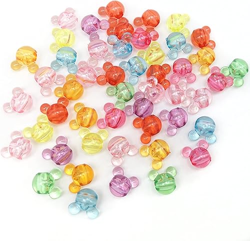 Miniatura 4 de 200 cuentas de Mickey con cabeza de ratón, cuentas acrílicas de 0.472in, cuentas espaciadoras de dibujos animados pastel para bricolaje, pulseras,