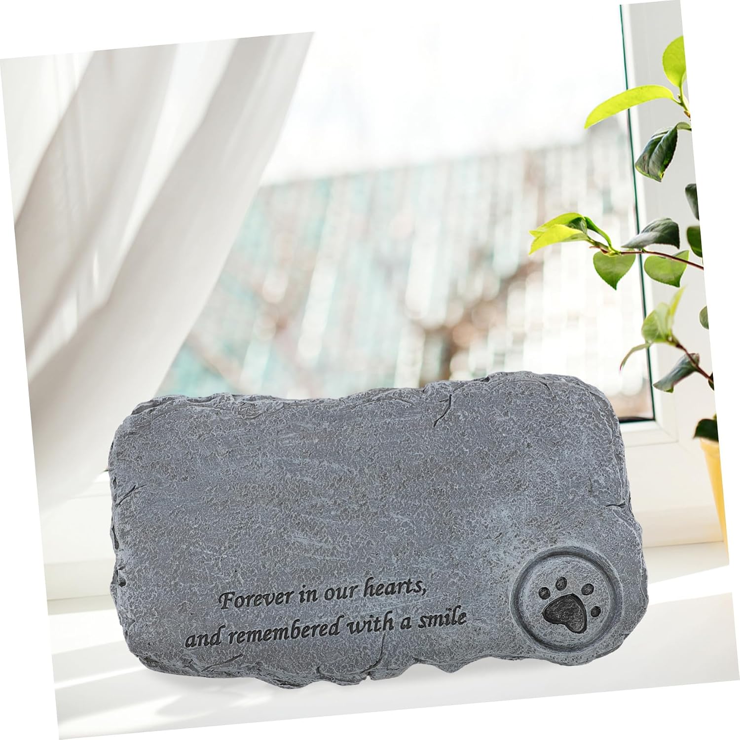 Outdoor Resin Pet Tombstone with Candlestick Memorial Stone for Dog Cat Garden Lawn Unique Pattern Pet Headstone for Backyard Remembrance and Comfort