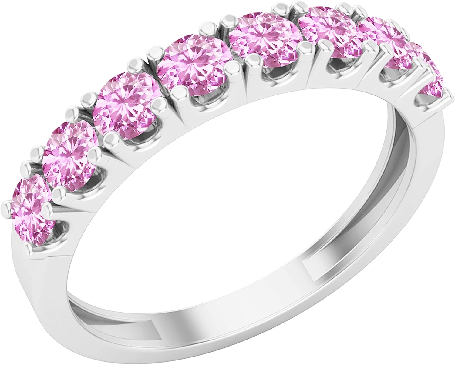 Dazzlingrock Collection 3mm Round Gemstones or Natural Diamonds Ladies Half Way Around Anniversary Classic Wedding Band, 925 Sterling Silver