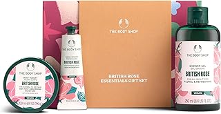 The Body Shop British Rose Essentials Gift Set- 3 Piece Set, Includes Body Yogurt, Hand Cream, Shower Gel, Vegan