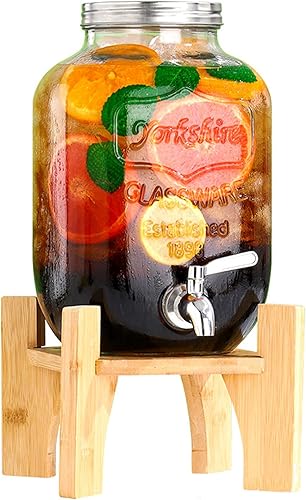 Miniatura 1 de 1 Gallon Beverage Dispenser with Stand,Glass Drink Dispenser with Spigot Solid Stainless Steel