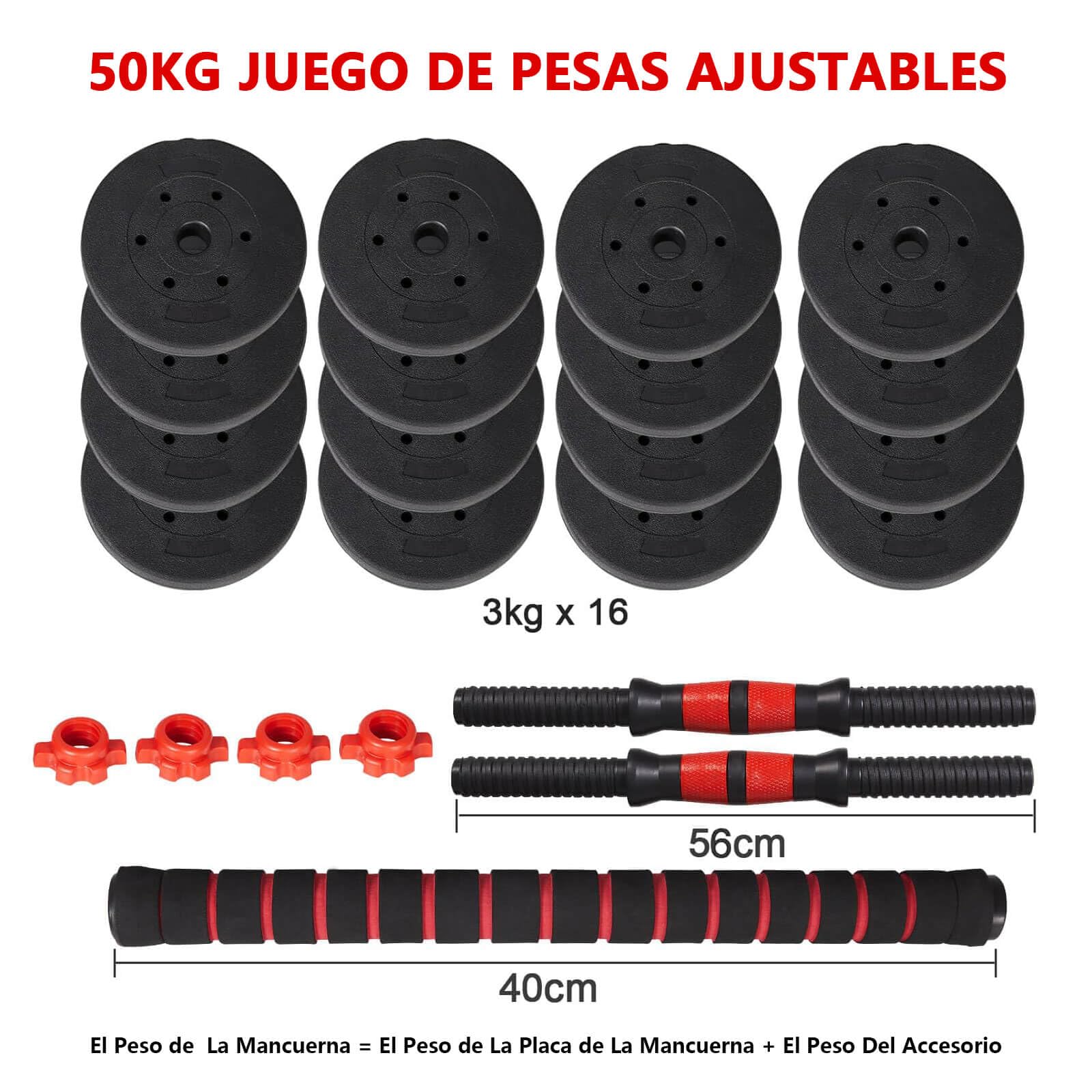 Mancuernas 10/15/20/30/40/50KG, Pesas y Mancuernas Ajustables, Barra de Conexión y Extensión, Mangos Antideslizantes, Juego de Mancuernas 3 en 1, Pesas Ajustables, Gimnasio en Casa