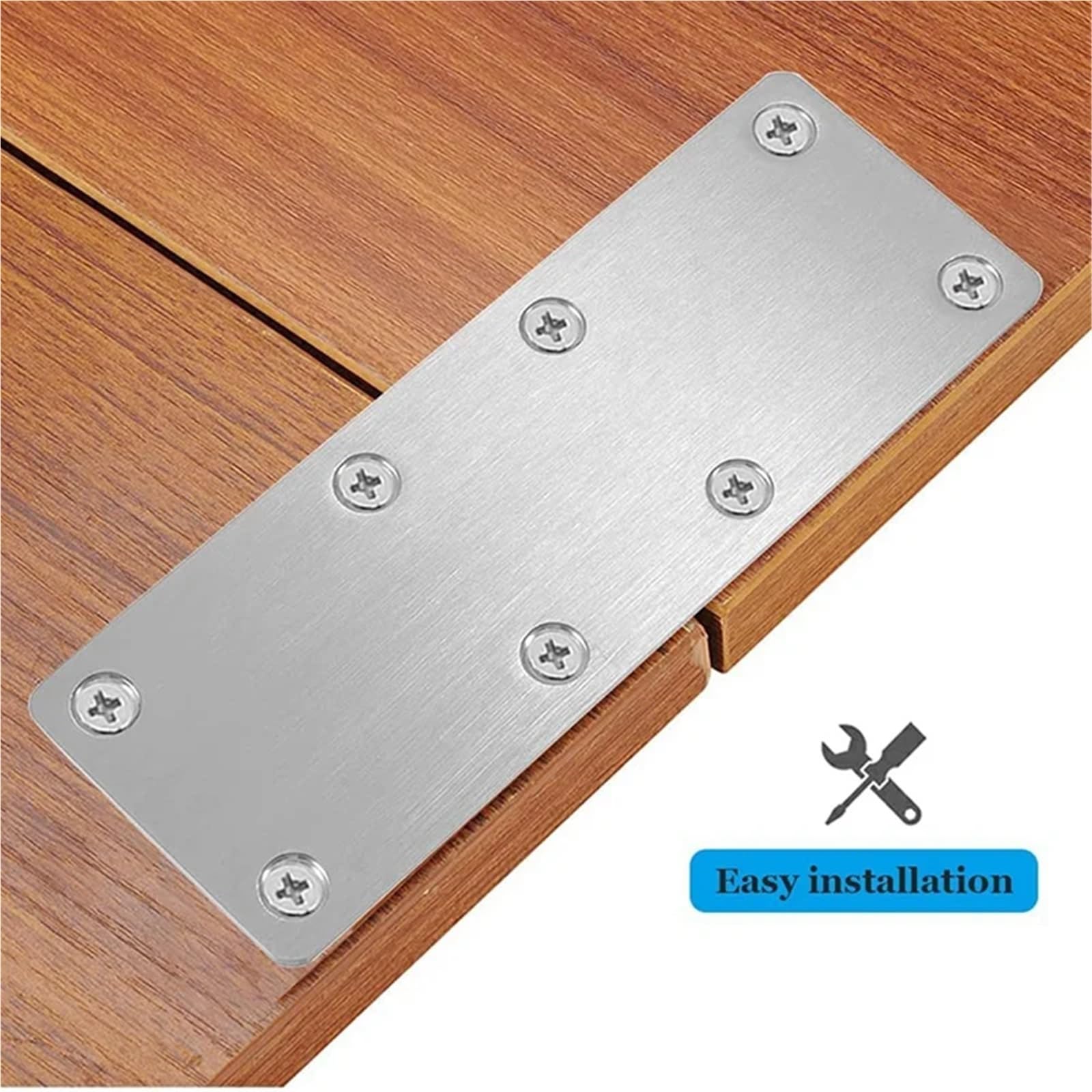 Flache, gerade Klammern, 16 Stück, Metallhalterungen, flache Reparaturplatte mit Schrauben für Möbel, Holz