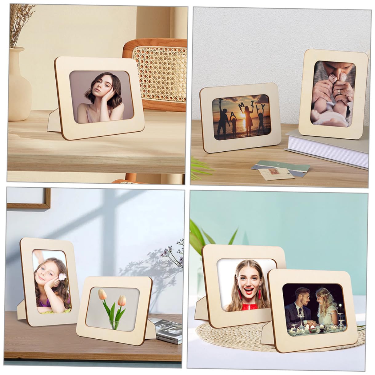 Cornice Portafoto in Legno Non Rifinito 12 Pezzi, Stabile e Protettiva, per Conservare Preziose Foto in Casa