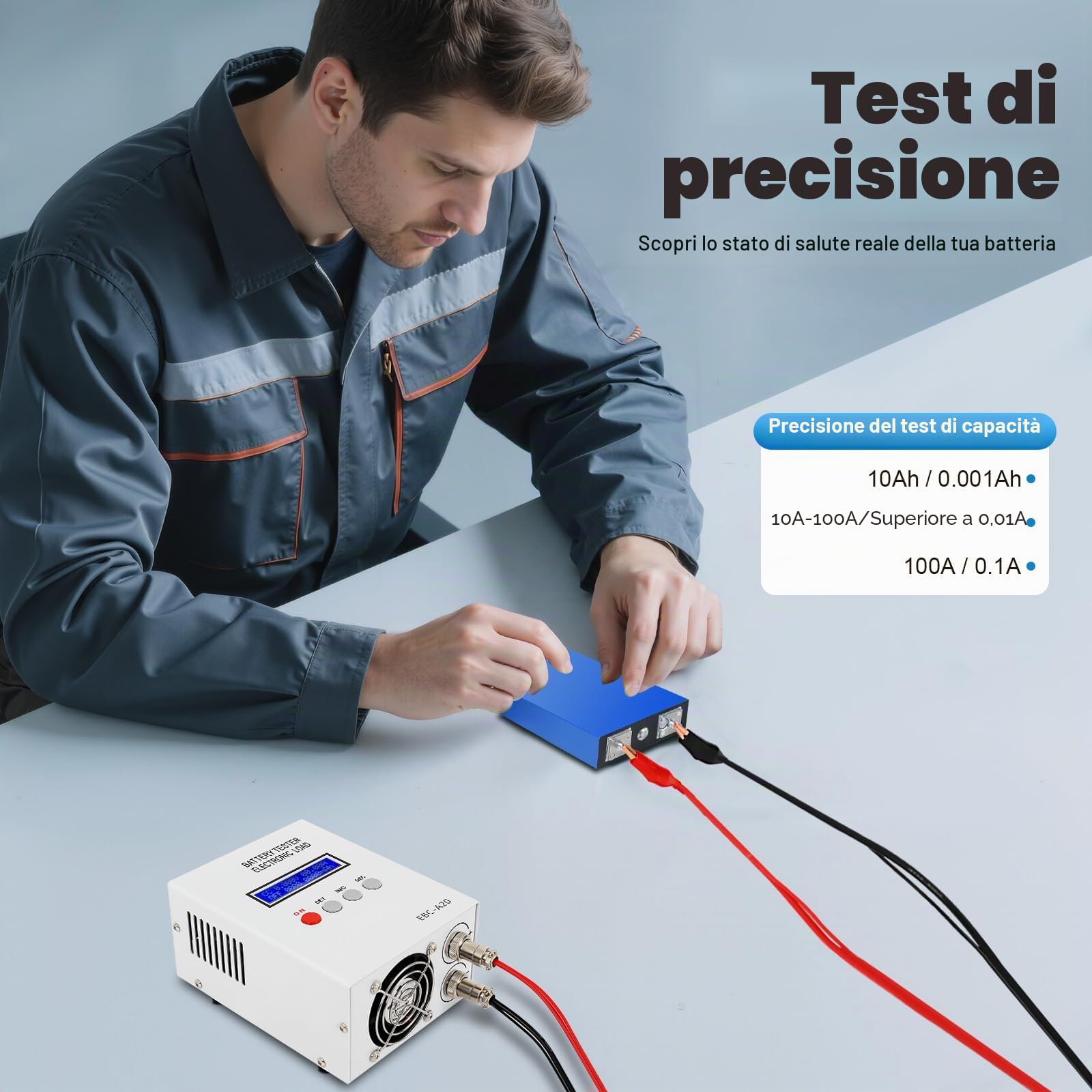 EBC-A20 - Tester per batteria al litio/piombo-acido, LCD, 5A, ricarica 20 A, scarico
