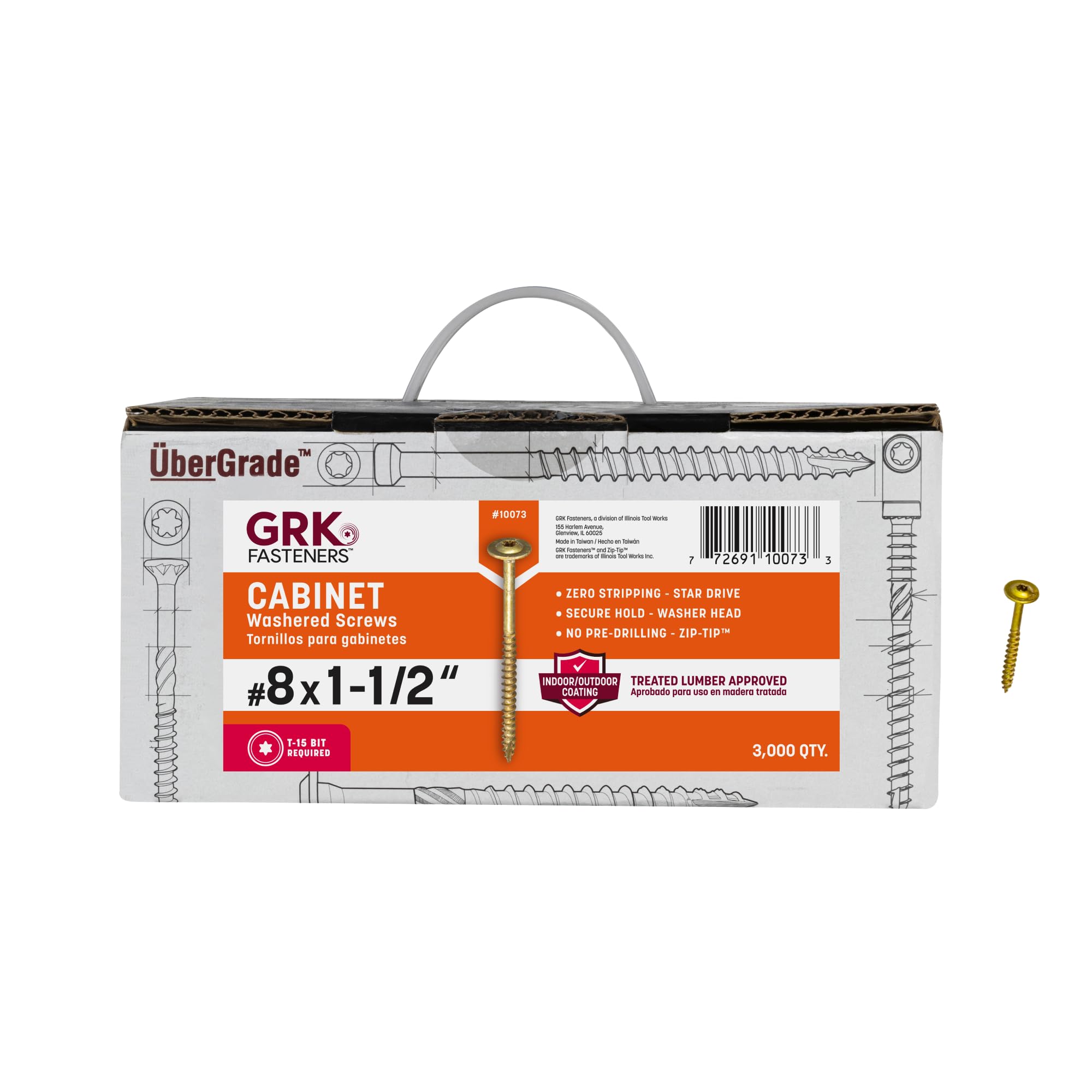 GRK cab8112b armario Bulk 8 por 1 – 1/2-inch tornillos, tornillos de 3000 por caja