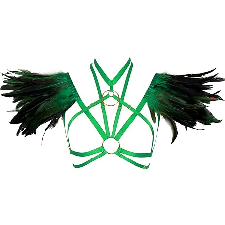 Womens Feathers Harness Bra (Epaulette Shoulder Wings)