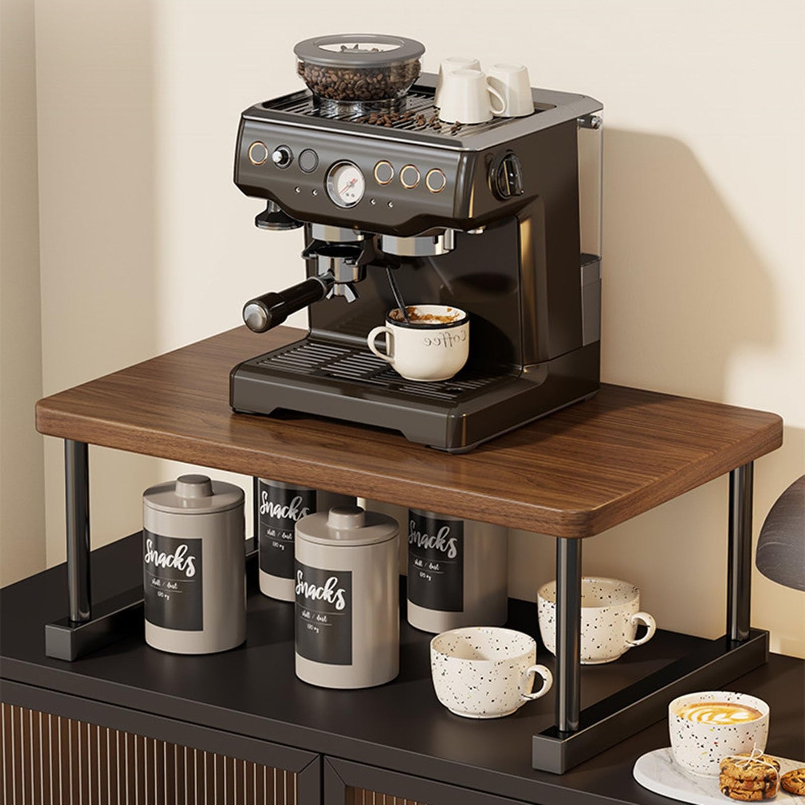 Organizador Escritorio Organizador De Estante Elevador, Soporte De Té Multifuncional De Escritorio De Madera Maciza, Almacenamiento Multifuncional, Estante De Exhibición(60 * 30 * 25CM)