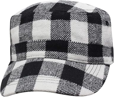 White Black Buffalo Plaid Fatigue Cap 