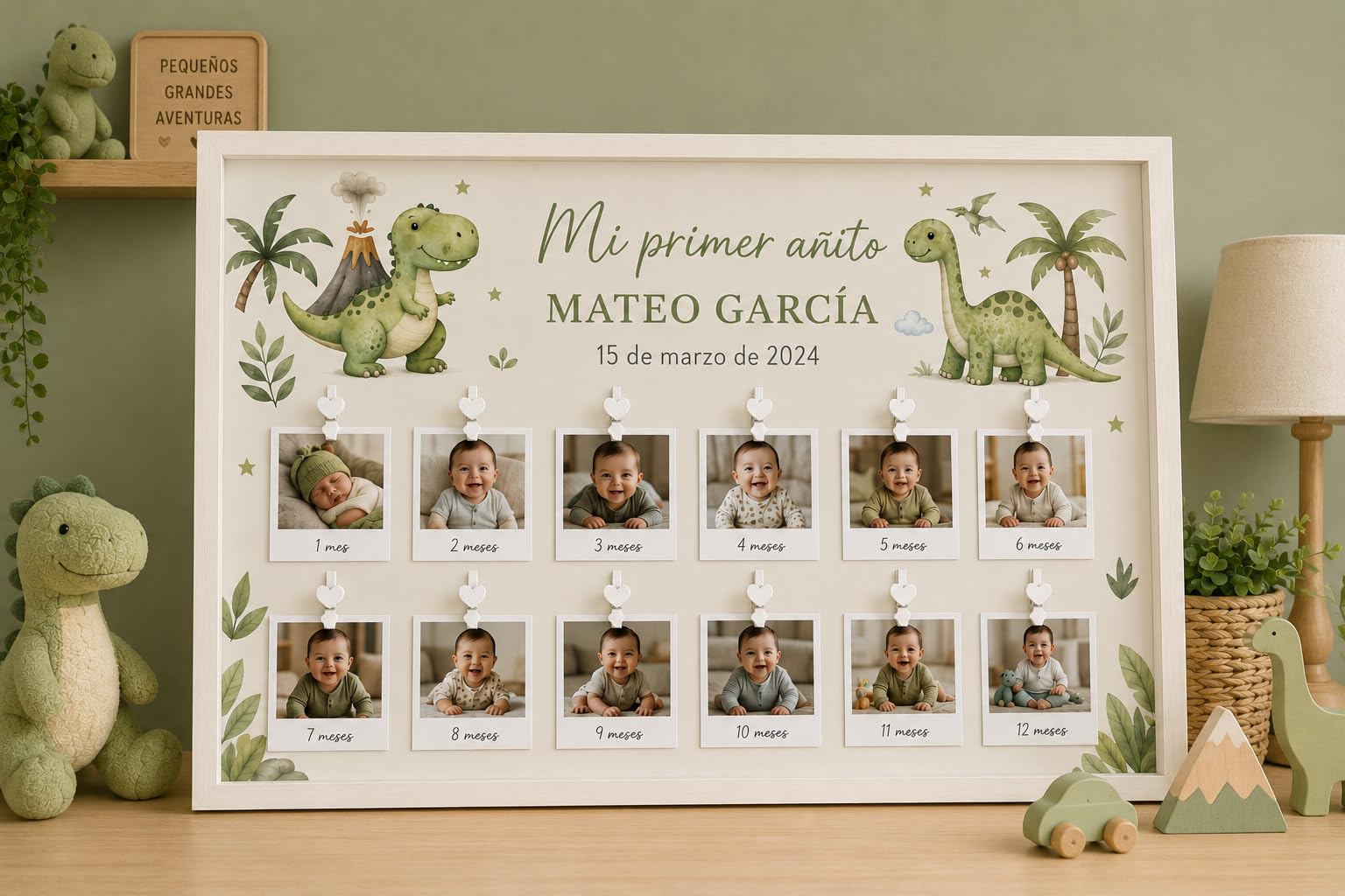 Marco primer añito,Primer cumpleaños, Cuadro mi primer año 12 Fotos,Regalo para Bebé, Recién nacido, Regalos personalizados, Regalo recién nacido, Babyshower