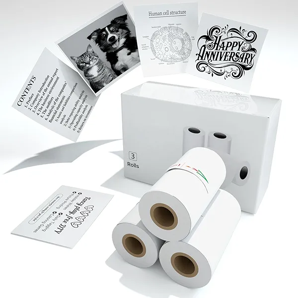iDPRT Mini Thermal Sticker Paper - (57x29mm, 3.5m/Roll) for Instant Cameras Sticker Printer S1- Refill for Kids' Pocket Printer, Mini Photo Printer Labels, for Photos, to-do Lists, 3 Rolls