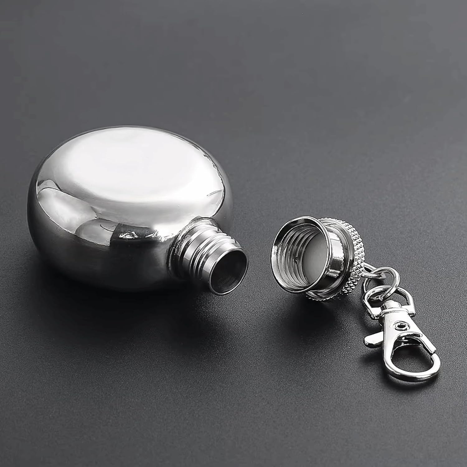 2PCS Stainless Steel Round Hip Flask,1oz Hidden Flasks for Liquor for Men, Multifunctton Pocket Mini Small Pocket Flask,Mini Pocket Wine Bottle with Keychain 1oz Pocket Whiskey Bottle