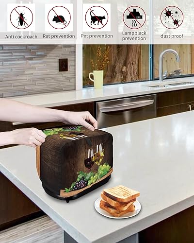 Miniatura 4 de Fundas para tostadoras de 2 rebanadas para hacer pan de vino tinto, cubierta de granja de uva, fruta, madera, utensilios de cocina, para hornear,
