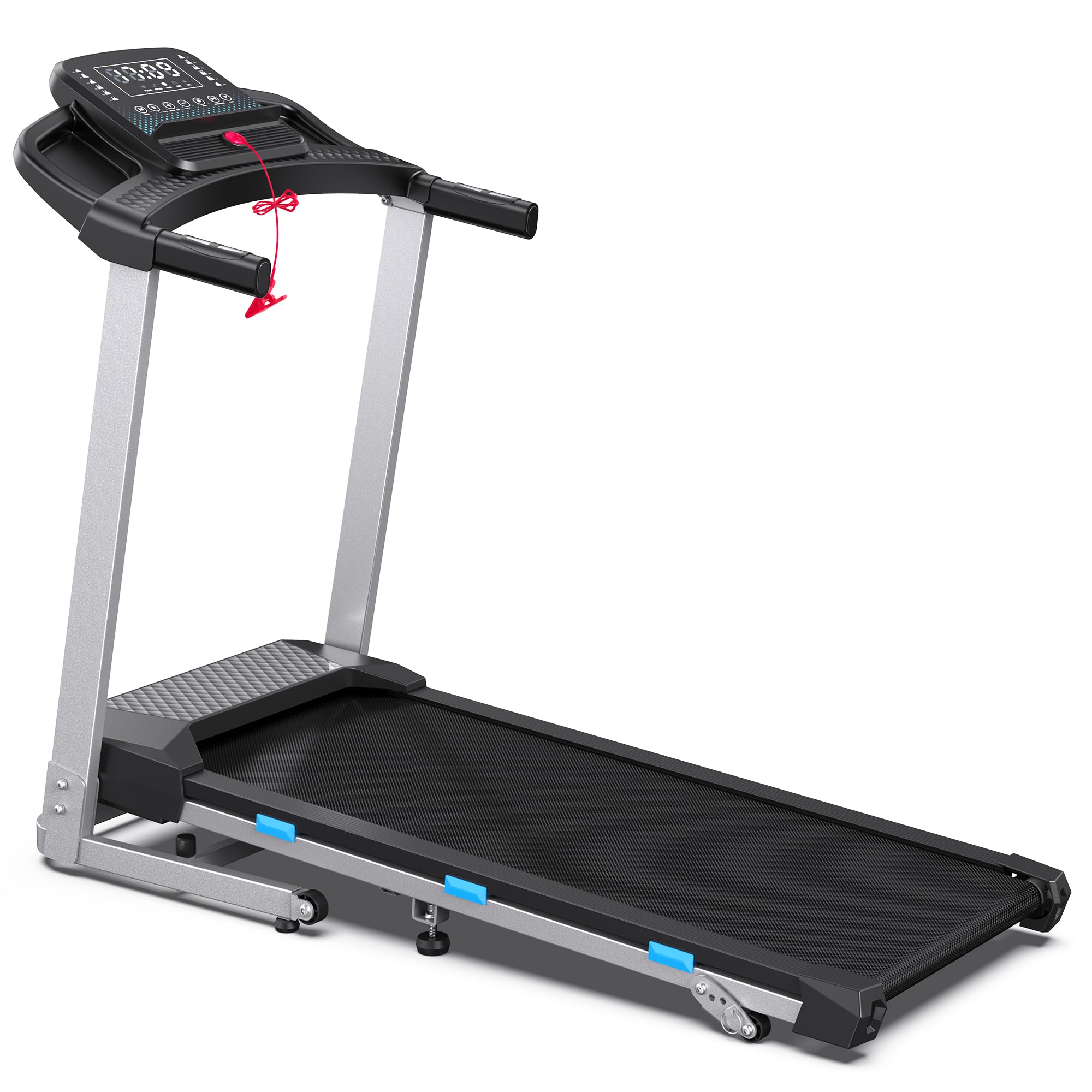 Laufband für Zuhause Klappbar, 12 km/h Treadmill mit 12 HIIT Programme, 3,5PS Leise Laufband mit Steigung, LED-Anzeige, Sprachsteuerung, Bluetooth-Lautsprecher, APP, Laufbänder bis 180KG