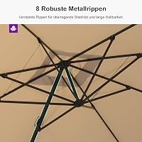 PURPLE LEAF 270x270 cm Négyzet Napernyő Forgatható Kávézó Kerti Ernyő Beige 7