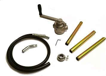 Groz RB-2 Rotary Booster Drum Pump, 3:1 Geared Hand Pump with Metal Spout, Transfers 55 Gal in 3 Min, 2 Die-Cast Bung, Fits 15-55 Gallon Drums, for Diesel Oil Kerosene (44198)