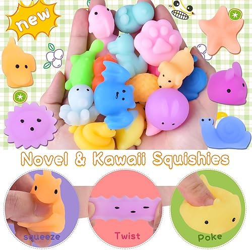 Miniatura 10 de LEEHUR 30 juguetes esponjosos kawaii, juguetes esponjosos Mochi para niños, recuerdos de fiesta, mini juguetes para aliviar el estrés para premios