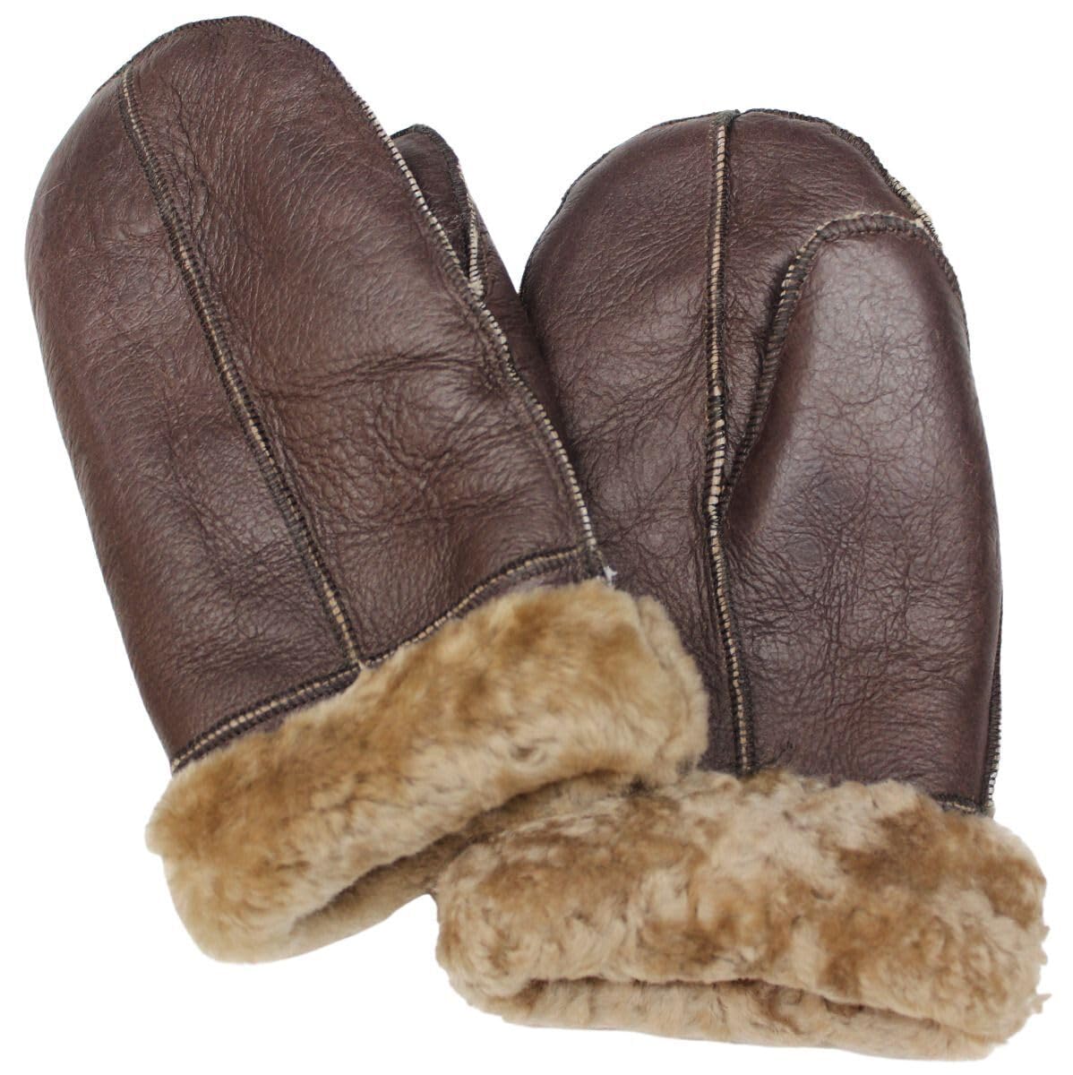 Unisex Handmade Real Leather Thick Warm Winter Sheepskin Shearling Mitten Gloves