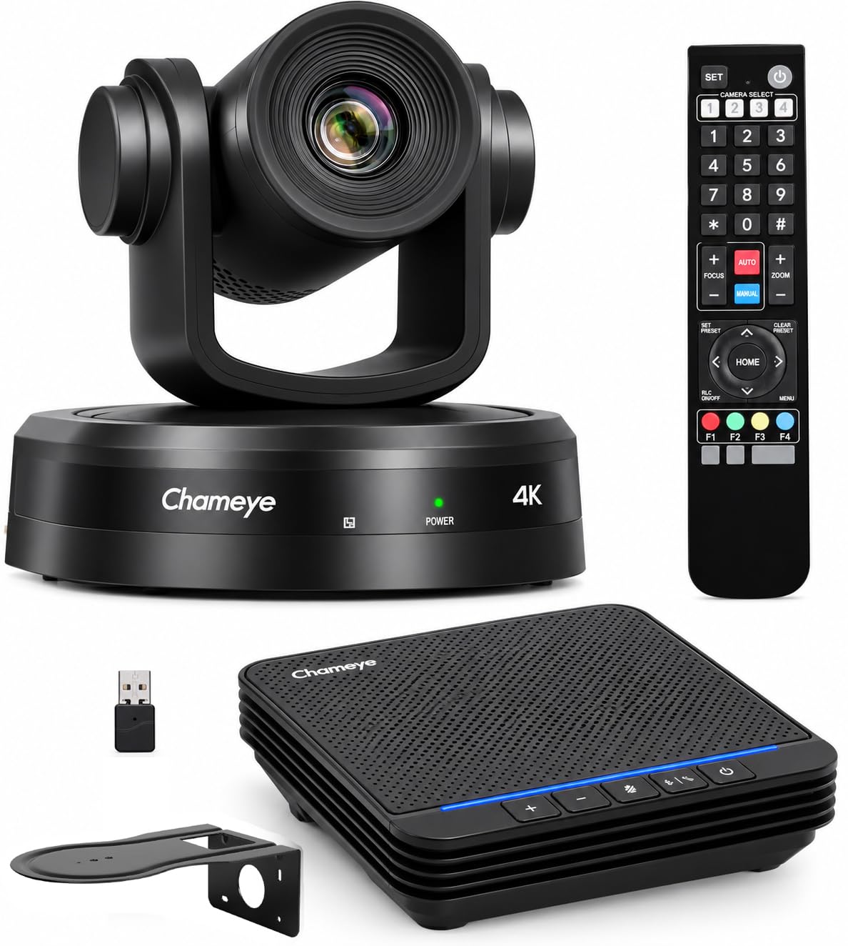 Chameye Set di 4K PTZ telecamera per conferenze con Microfono per conferenza Bluetooth, Zoom 10x, tracciamento automatico AI, USB 3.0, HDMI, telecamera per videoconferenze PTZ per Teams, Zoom (CB101)