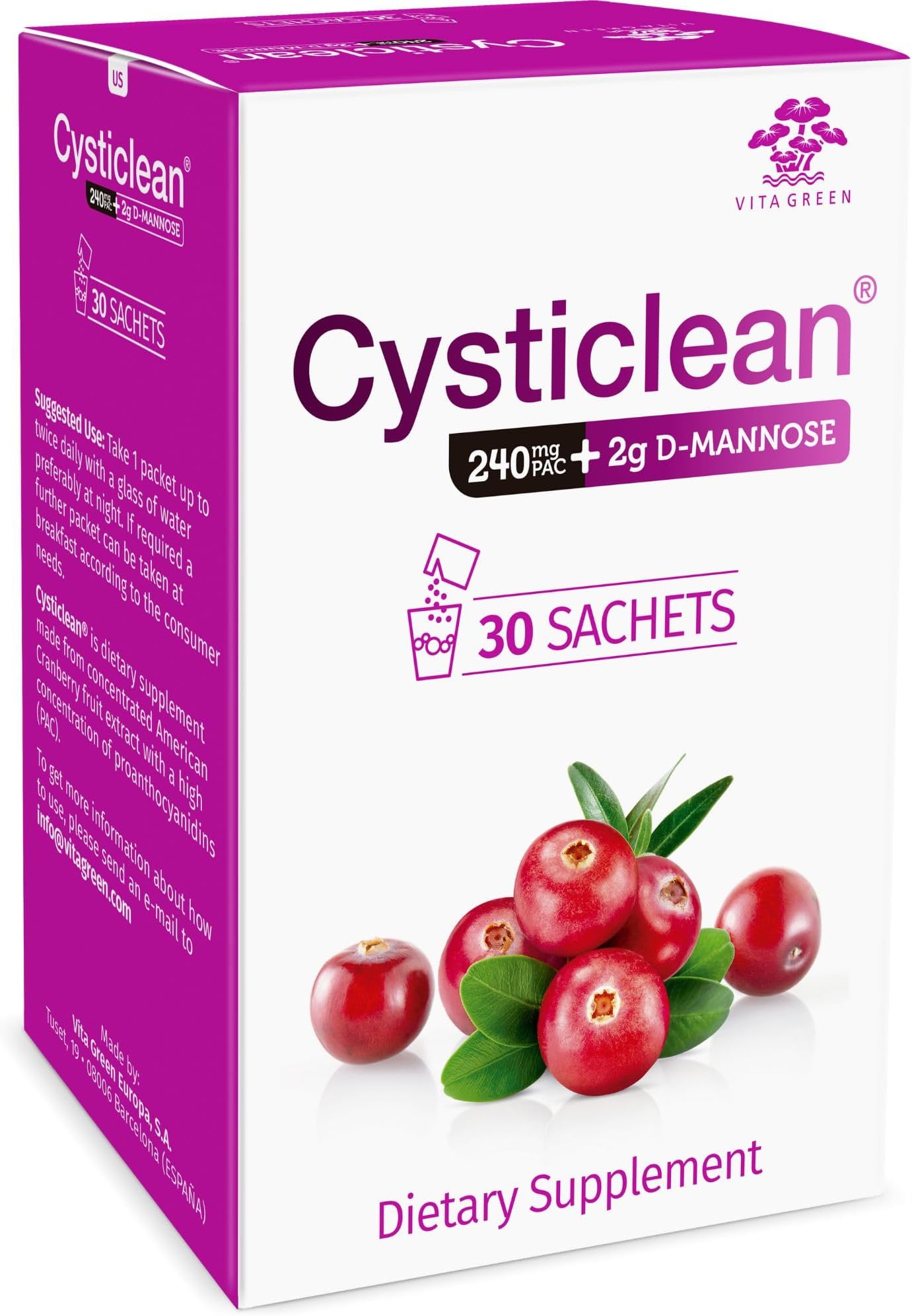 Cysticlean 240mg PAC + D-Mannose 2g