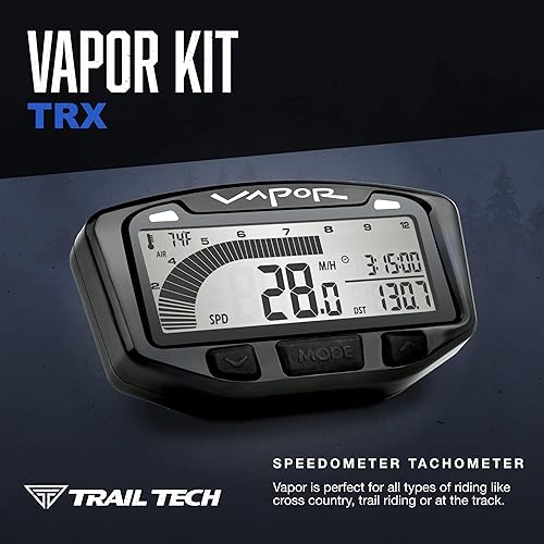 Miniatura 2 de Trail Tech 752-115 Kit de medidor de tacómetro digital de vapor, 1984-2015 Honda Yamaha TRX TW Raptor Wolverine