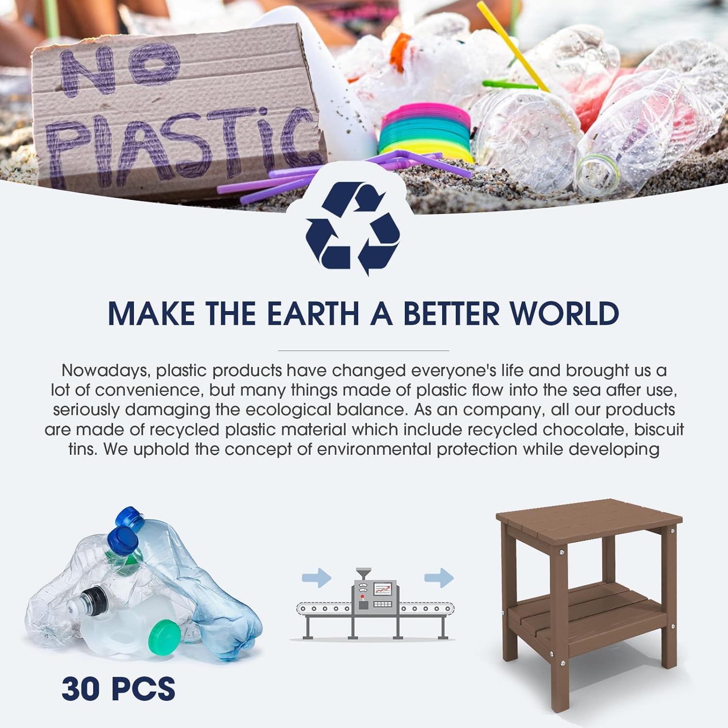 KINGYES Double Side Table, Adirondack End Table- Brown