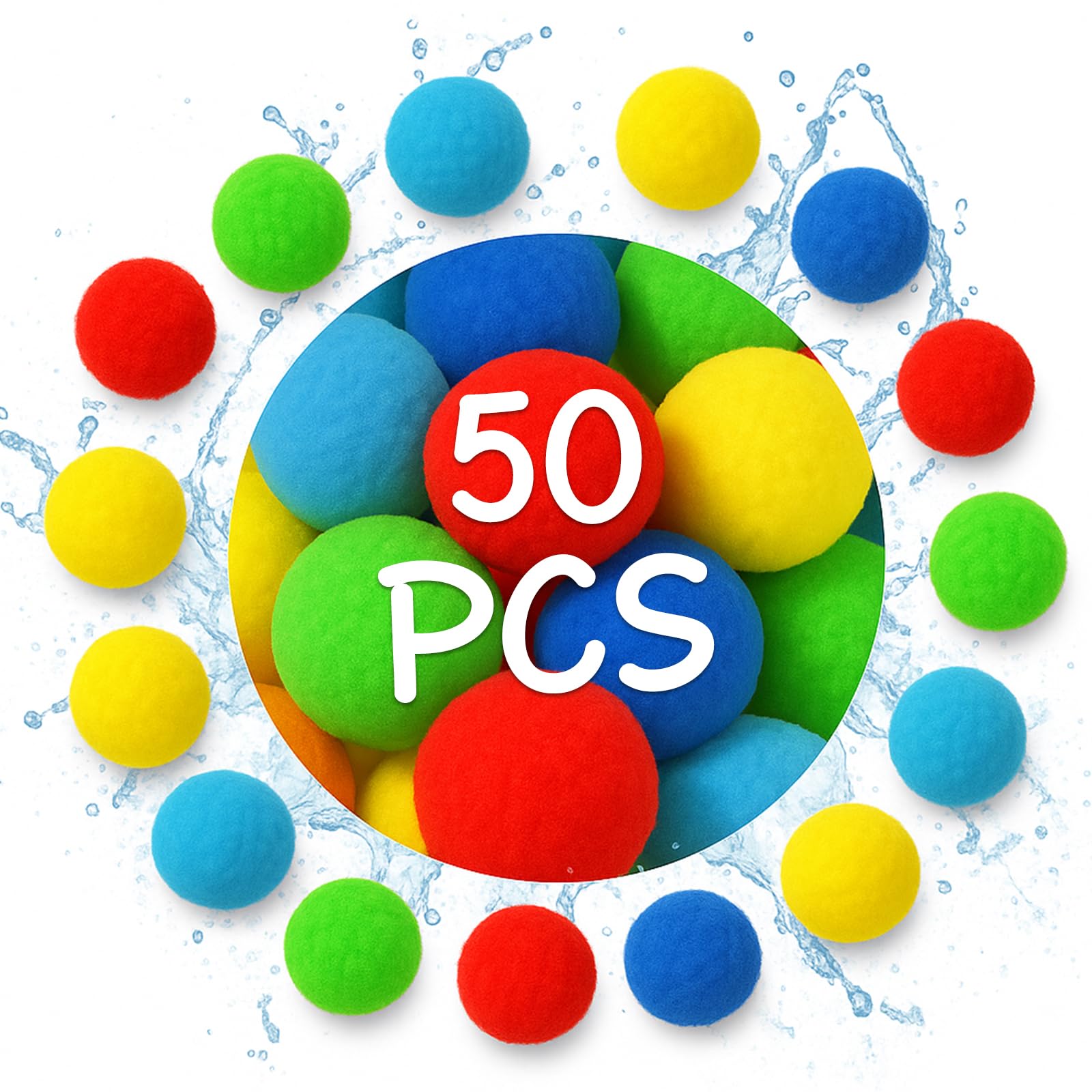 ROHSCE Reusable Water Balls for Kids, 50 PCS Soft Splash Balls Summer Outdoor Toys, Water Balloon Game for Pool Beach Party, Safe Water Fight Toys Fun Activities Yard Games