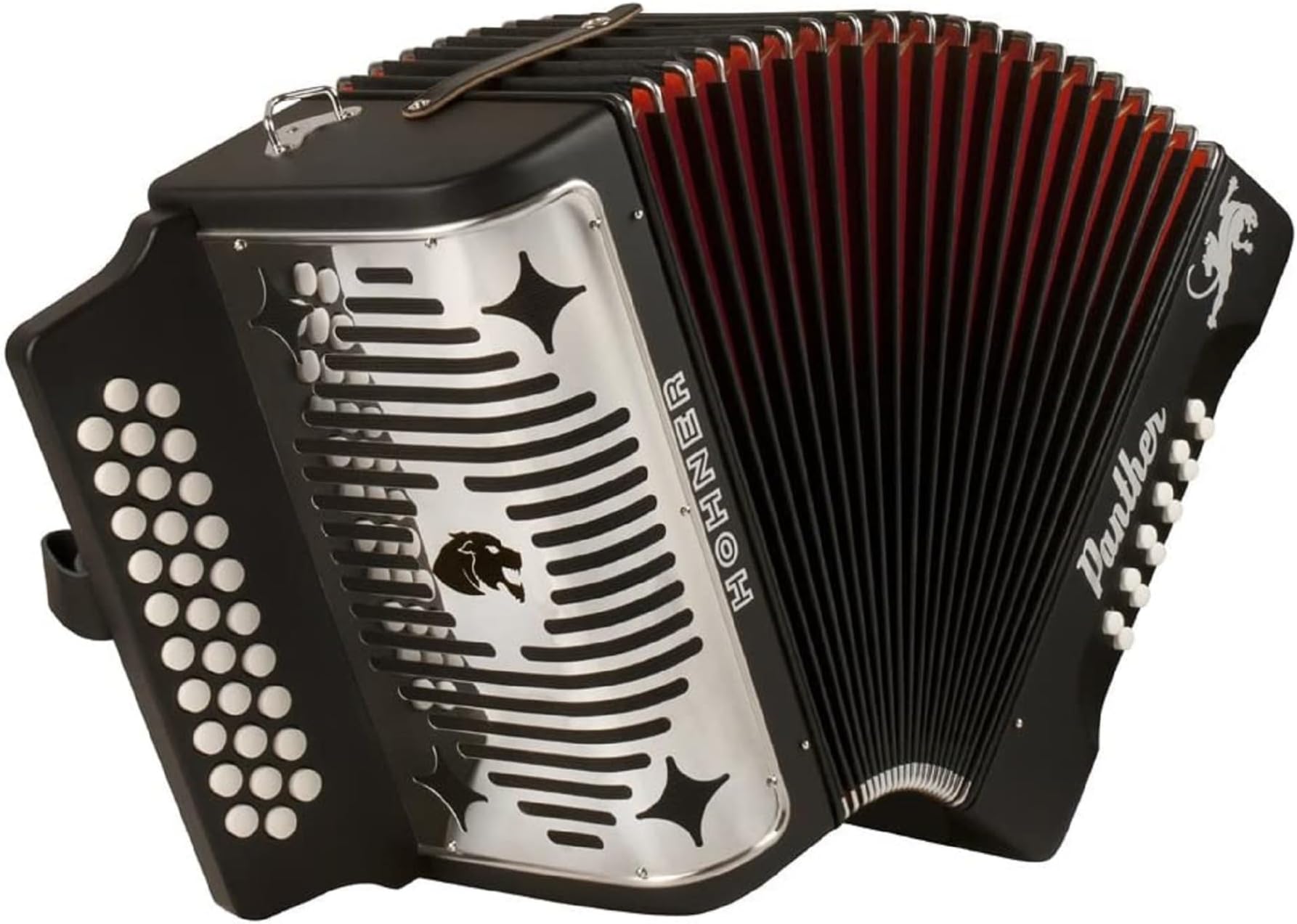 Panther G/C/F 3-Row Diatonic Accordion - Black