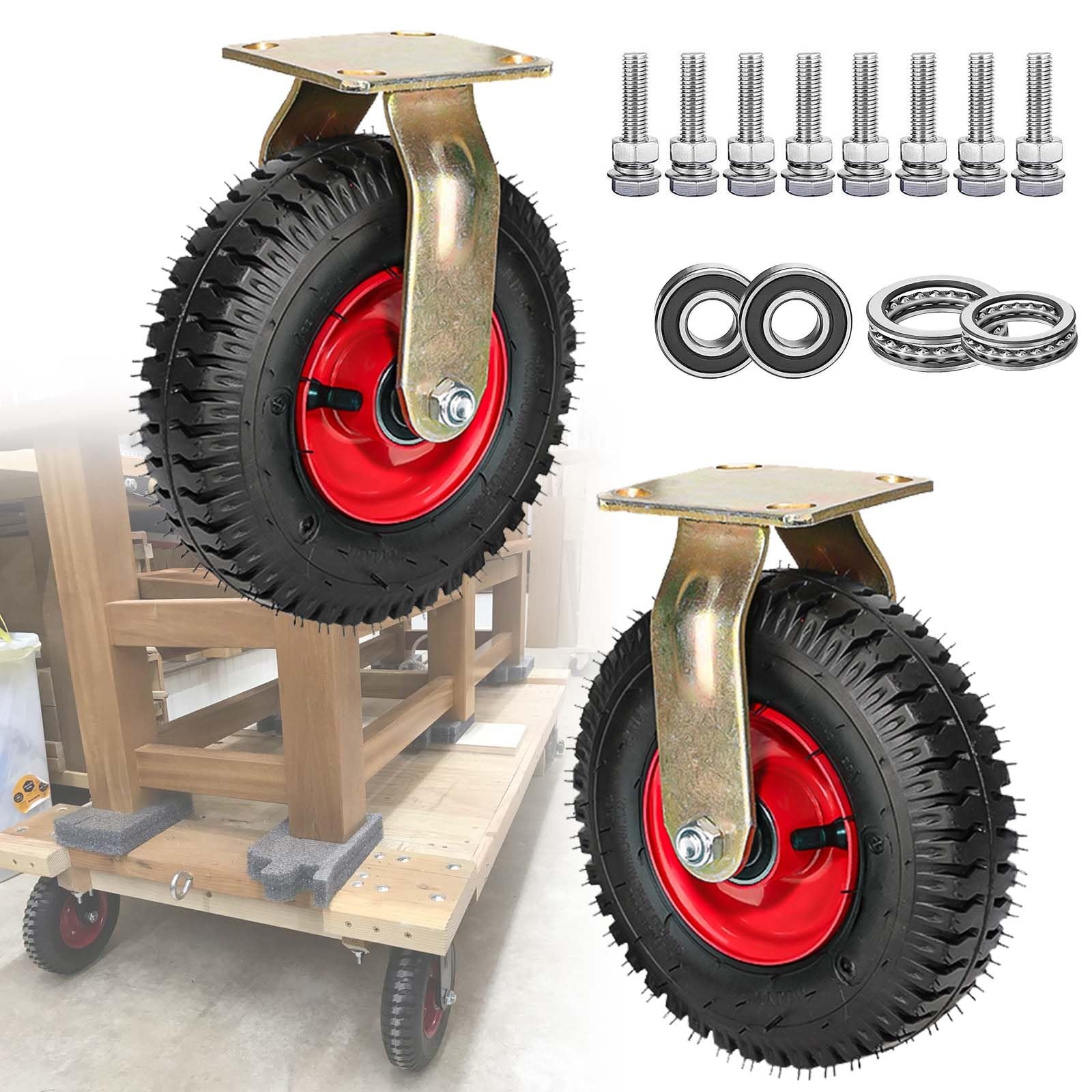 Roulettes industrielles robustes lot de 2 avec frein et vis pour chariot