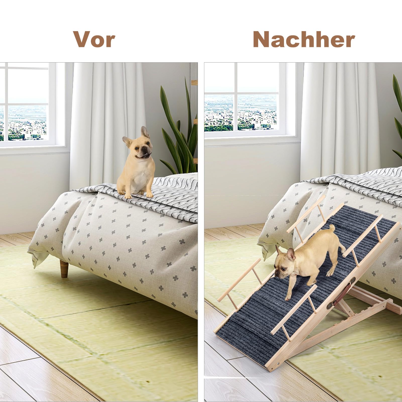 Hunderampe Klappbare Hunderampe aus Holz HöHenverstellbar 30-60cm rutschfeste Haustiertreppe Für Hunde Und Katzen Hunderampe Klappbar HöHenverstellbare Haustiertreppe rutschfeste Rampe
