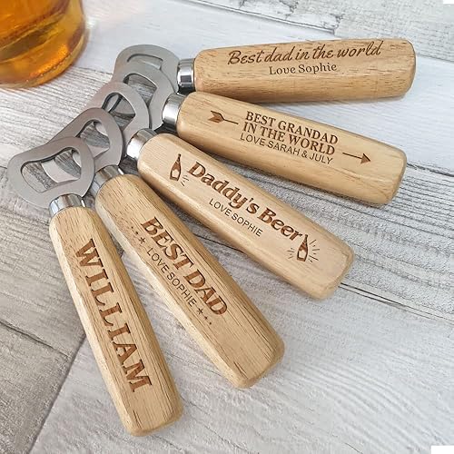 Miniatura 5 de Abrebotellas de madera personalizado para hombre, Día del Padre, Navidad, regalos de cumpleaños para papá, papá, abuelo, tío, abrebotellas grabado