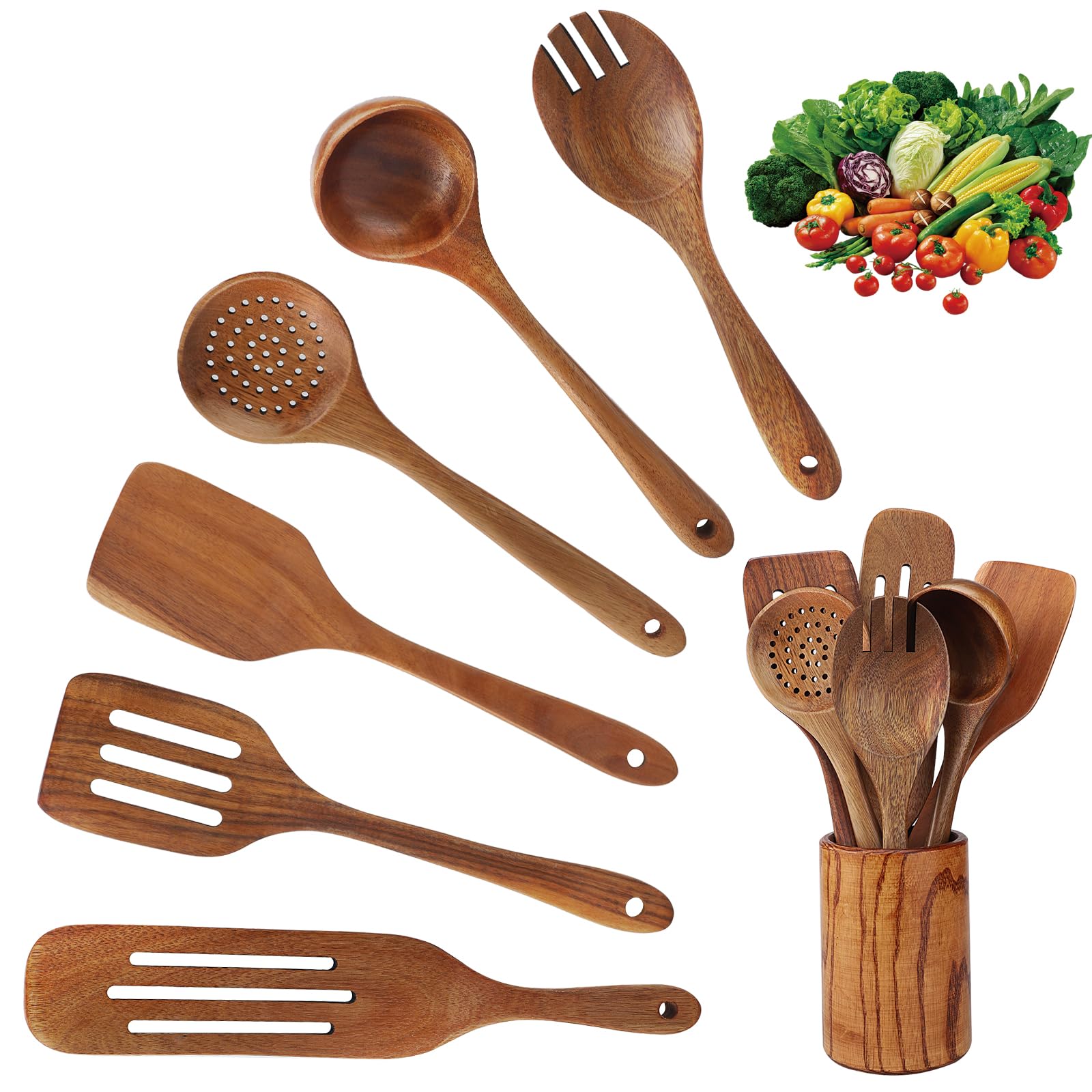 lepel van hout, kooklepel, pollepel, keukenschep, lepelplank voor het opbergen van keukengerei, spatels, lepels, levensmiddelen (olijfhout