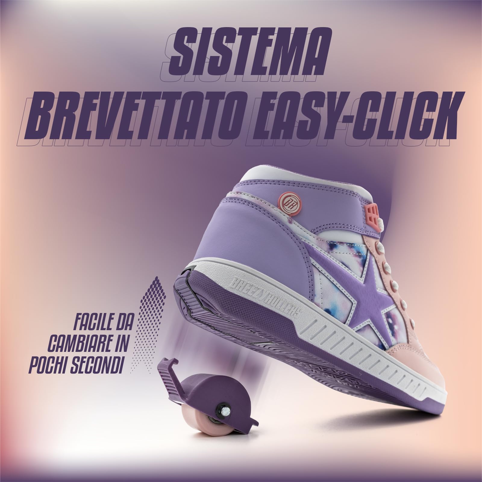 Breezy Rollers Scarpe con Ruote per Bambini I Scarpe con Ruote per Bambini I dai Bambini Scarpe da Strada ai Pattini a rotelle in pochi Secondi I Sistema di clic Brevettato I Scarpe con Ruote per