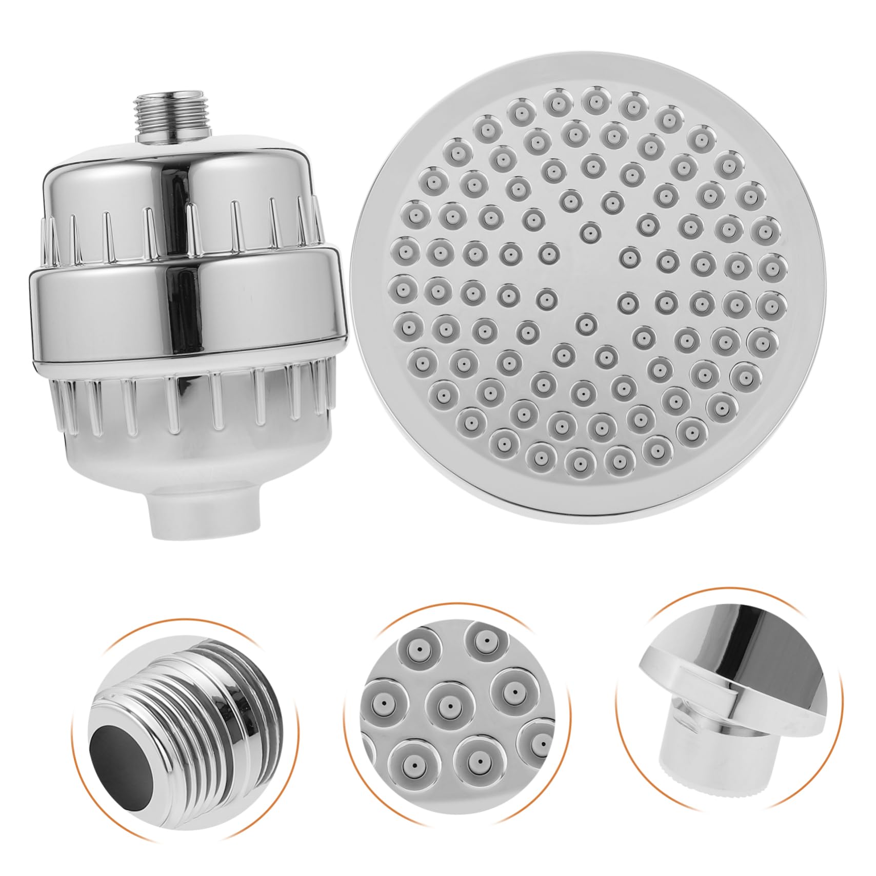 GLEAVI Filtro de Agua pulverizado Superior presurizado Duro Boquilla Cabeza de Ducha filtrada Cabezal de Ducha Filtro de Agua Dura para Ducha filtros de Agua de Ducha Abdominales Plata