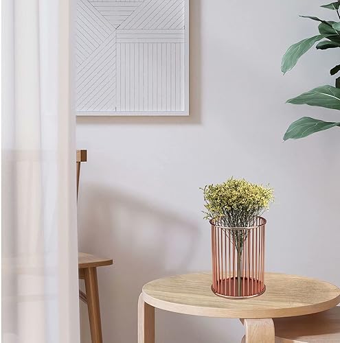 Miniatura 4 de Portalápices de alambre de metal, portavasos para escritorio, lindo organizador, brochas de maquillaje, soporte para tazas, 1 unidad, dorado, por