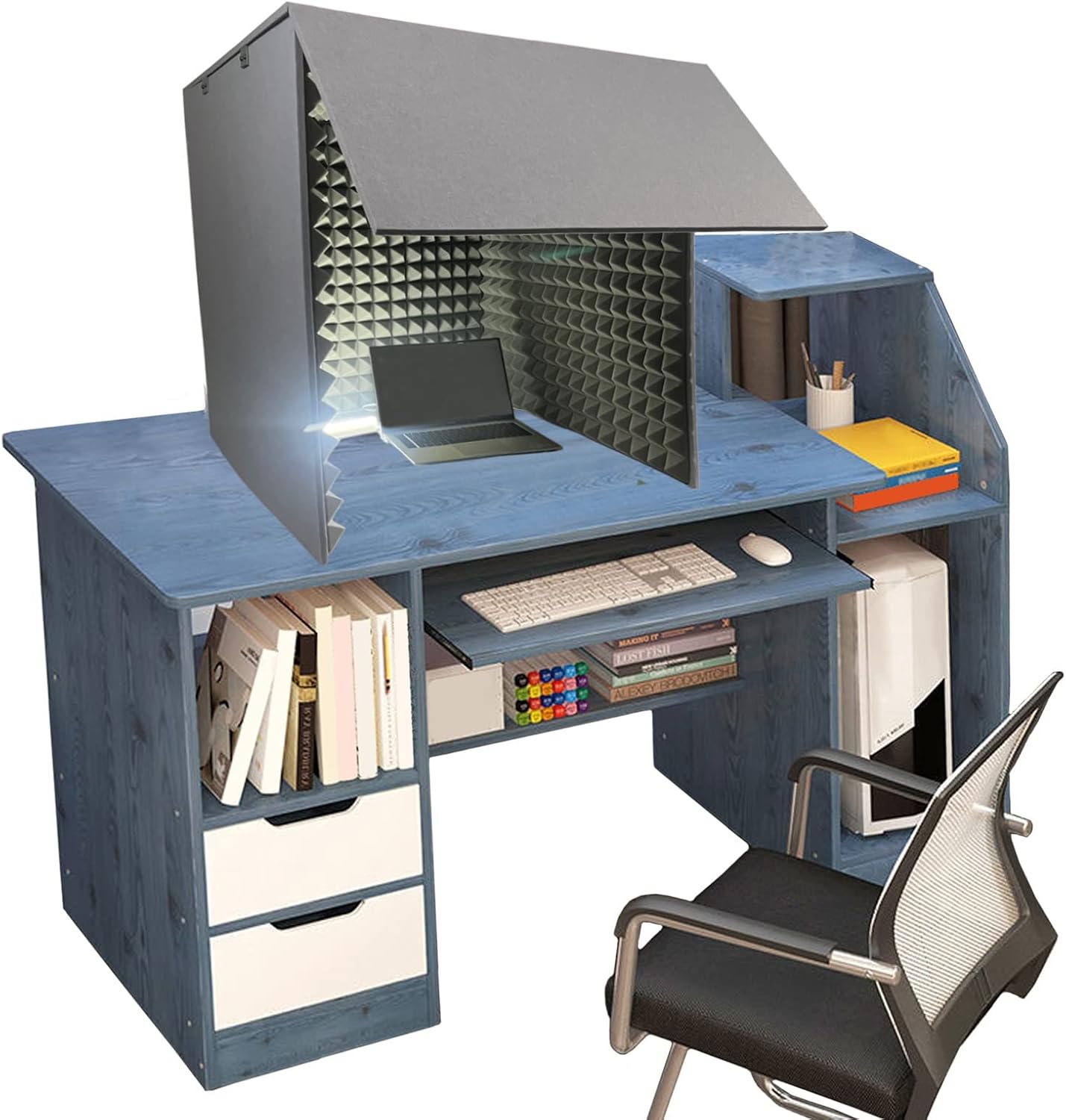 Amazon.co.jp 防音ボックス パーテーション、集中 ブース パーテーション 吸音、飛沫防止 デスク、組み立てが簡単 、持ち運びが