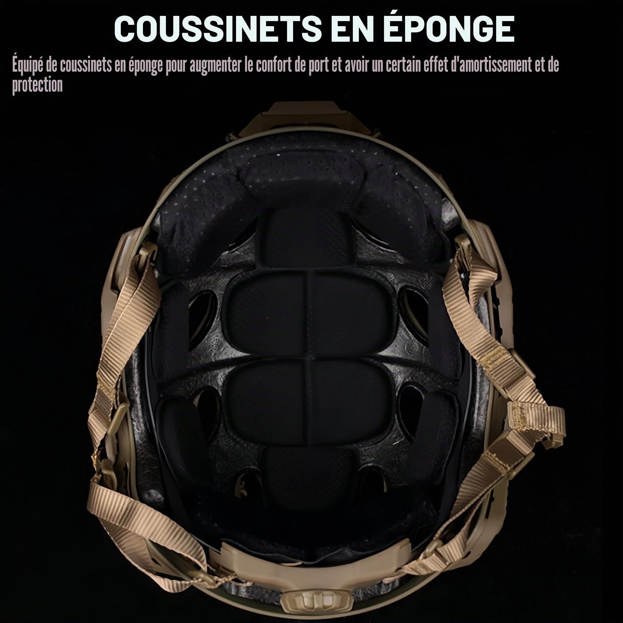 Casque Tactique Fast SF High Cut, Version sablée, Fentes pour Sangles de Casque, Trous de Connexion pour Masque de réserve, Casques Airsoft CS Game