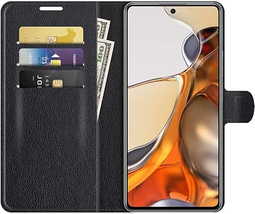 Capa Capinha Carteira Para Xiaomi 11T e Mi 11 T Pro Case De Couro Premium Flip Wallet (Preta)