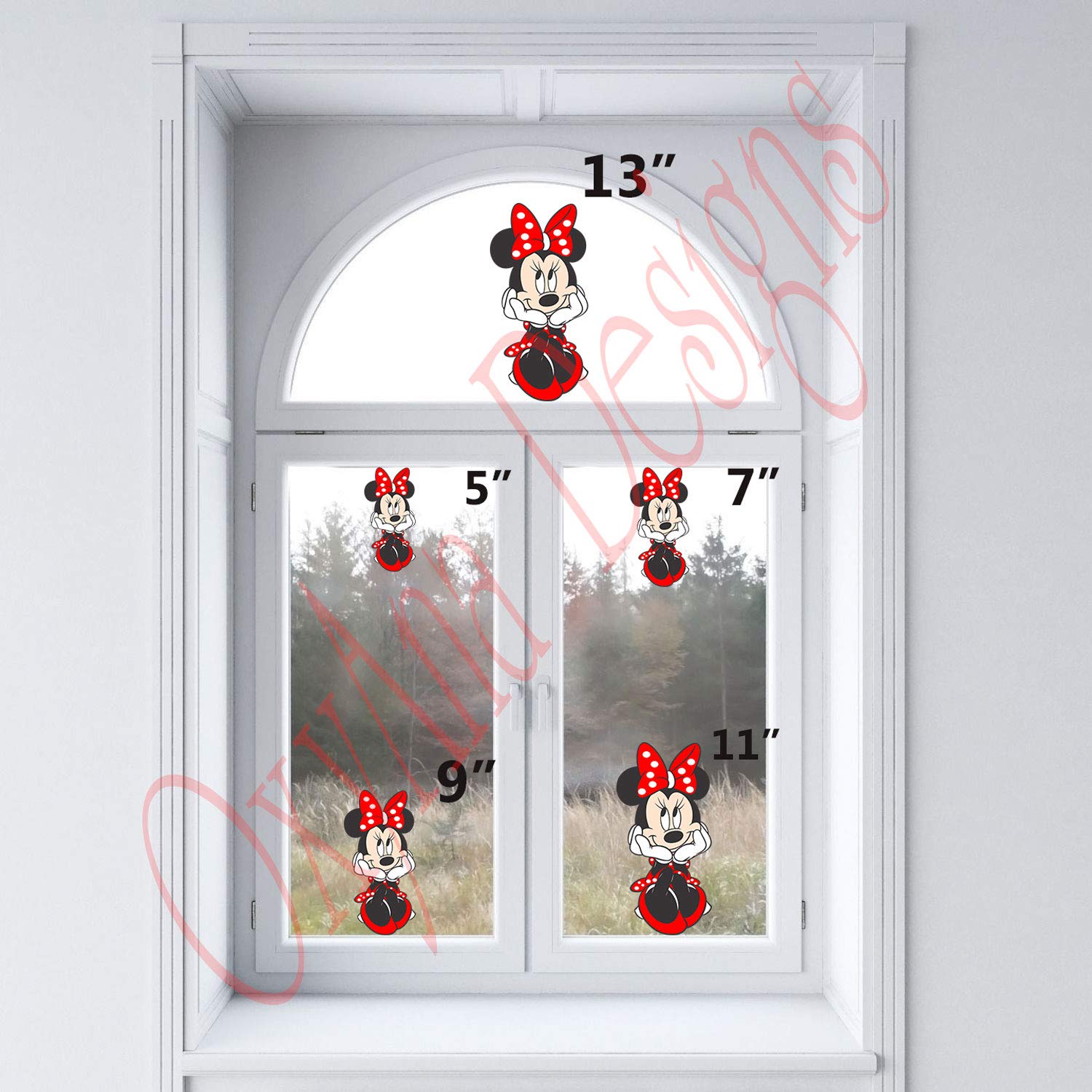 Minnie red Dress and red Bow Static Cling Decoration for Windows Mirrors Polished Metal Surfaces. (11