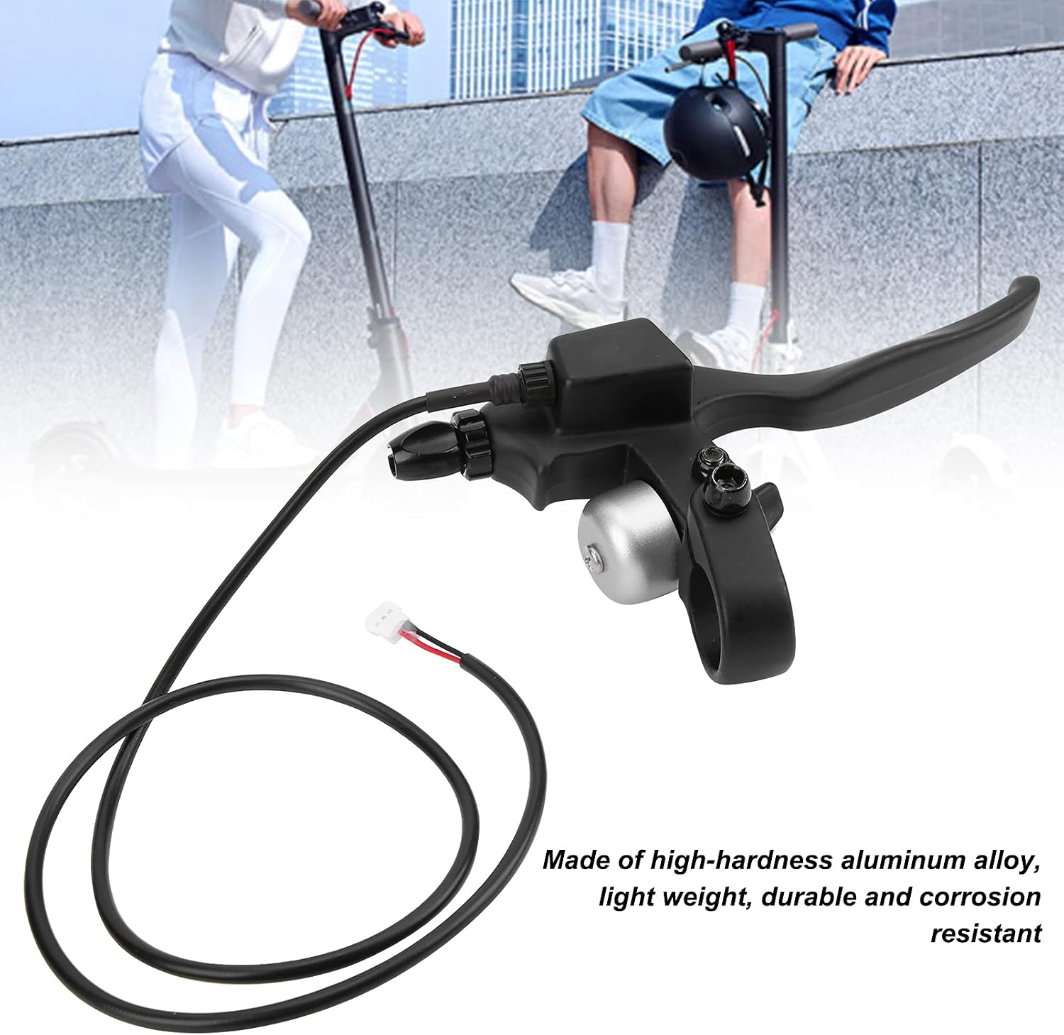 Brake Lever with Bell for Electric Scooters - 8.5in Aluminum Alloy Brake Handle Replacement, Compatible with 22mm Handlebar Diameter & Wire-Pull Brake Systems