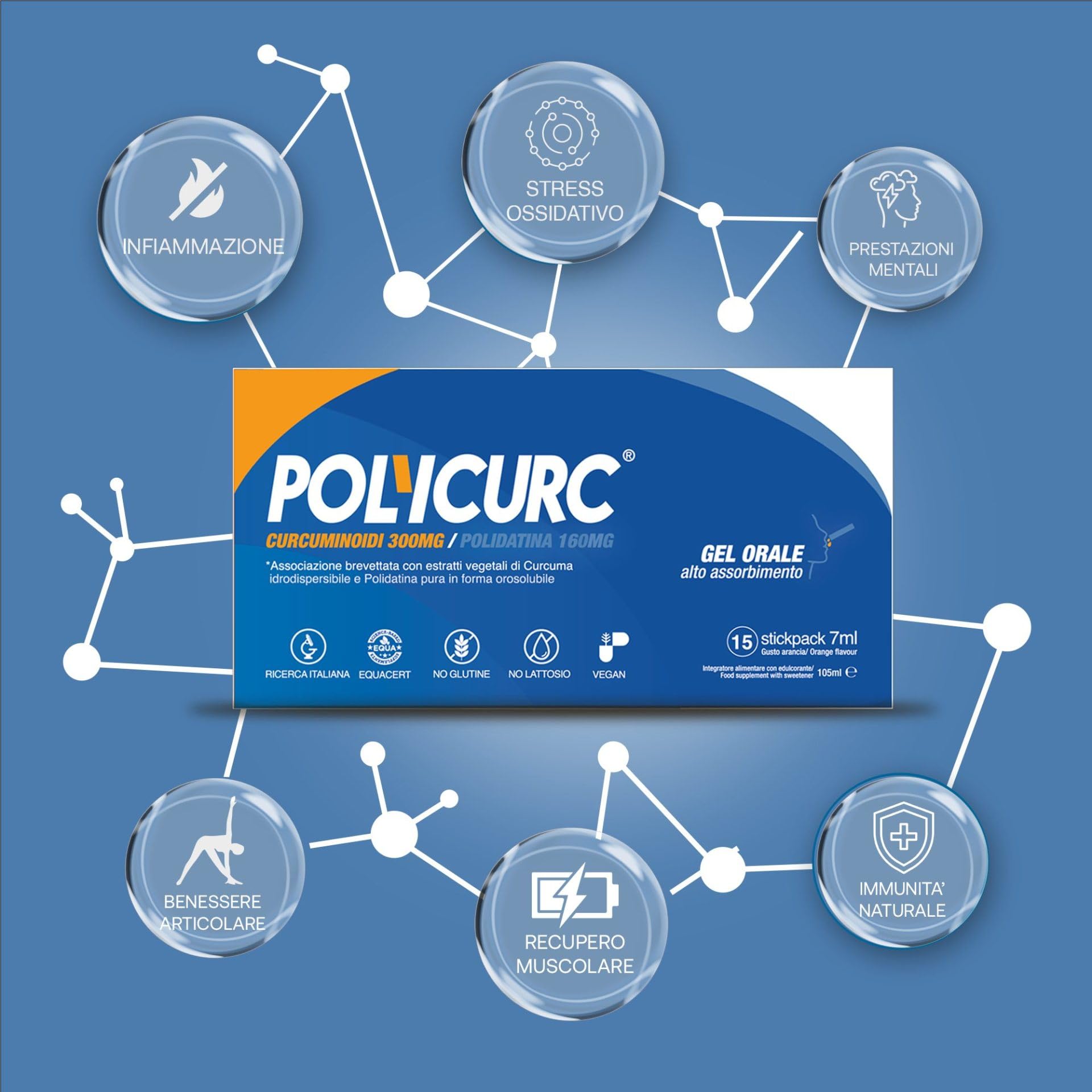 PolyCurc Gel - Integratore Curcumina e Polidatina - Stickpack alto dosaggio