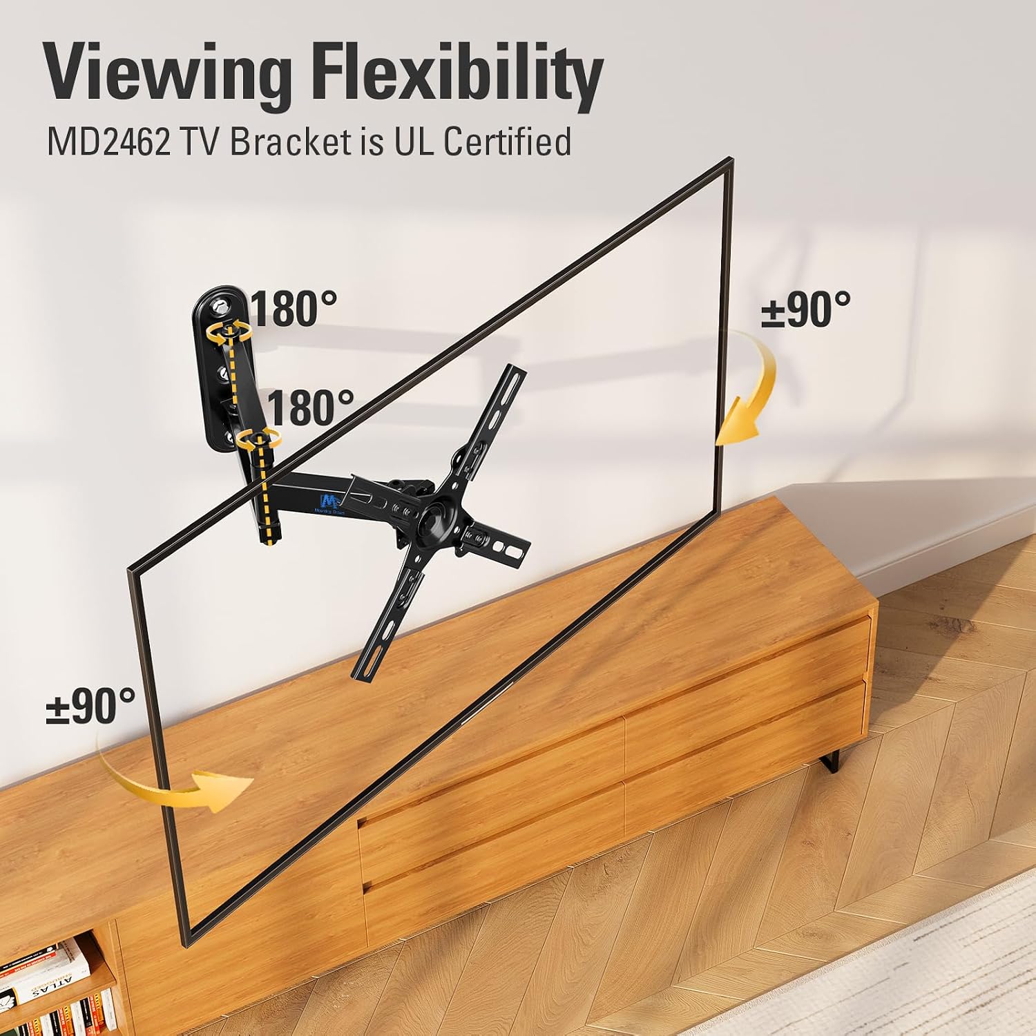 Mounting Dream Monitor Wall Mount for Most 17-39 Inch (Some up to 42 inch)，UL Listed TV Mount TV Bracket with Articulating Arms Tilt Swivel Extension Rotation, Up to VESA 200x200mm and 33 lbs, MD2462