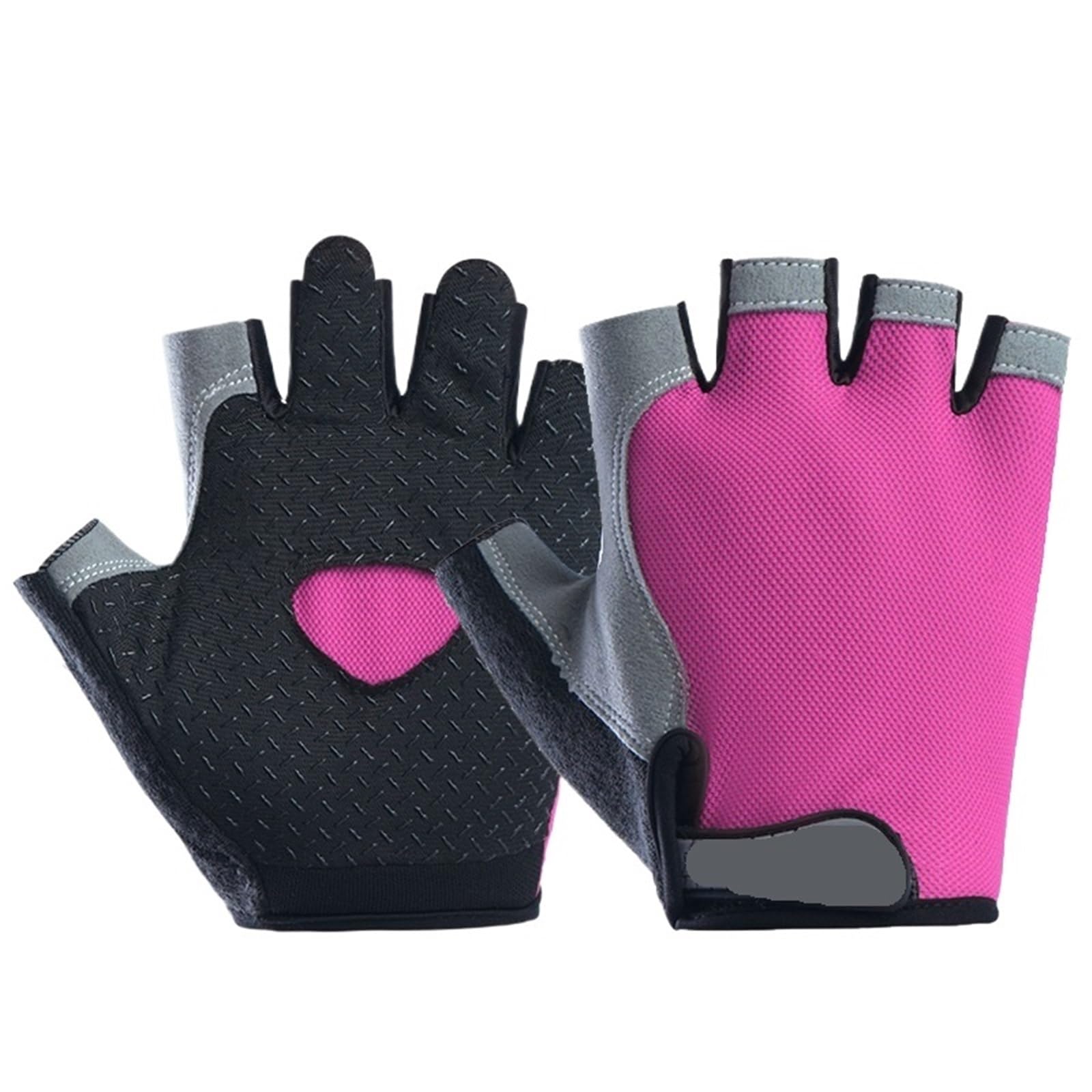 Rękawiczki z odkrytymi palcami, 2 pary damskich rękawiczek rowerowych bez palców Sporty treningowe(Rose Red)
