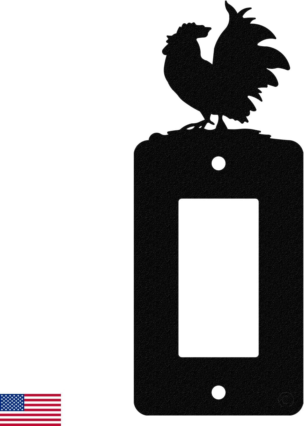 Poultry Rooster Chicken Single Gang Light Switch, GFCI Power Outlet, Wall Plate (Single Rocker (GFCI), Black)