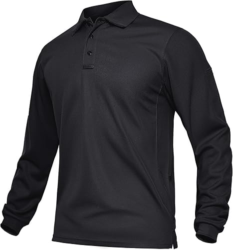 TACVASEN Camisas polo de manga larga para hombre, de secado rápido, camisas tácticas de rendimiento, camisa de golf, camisa casual de trabajo al