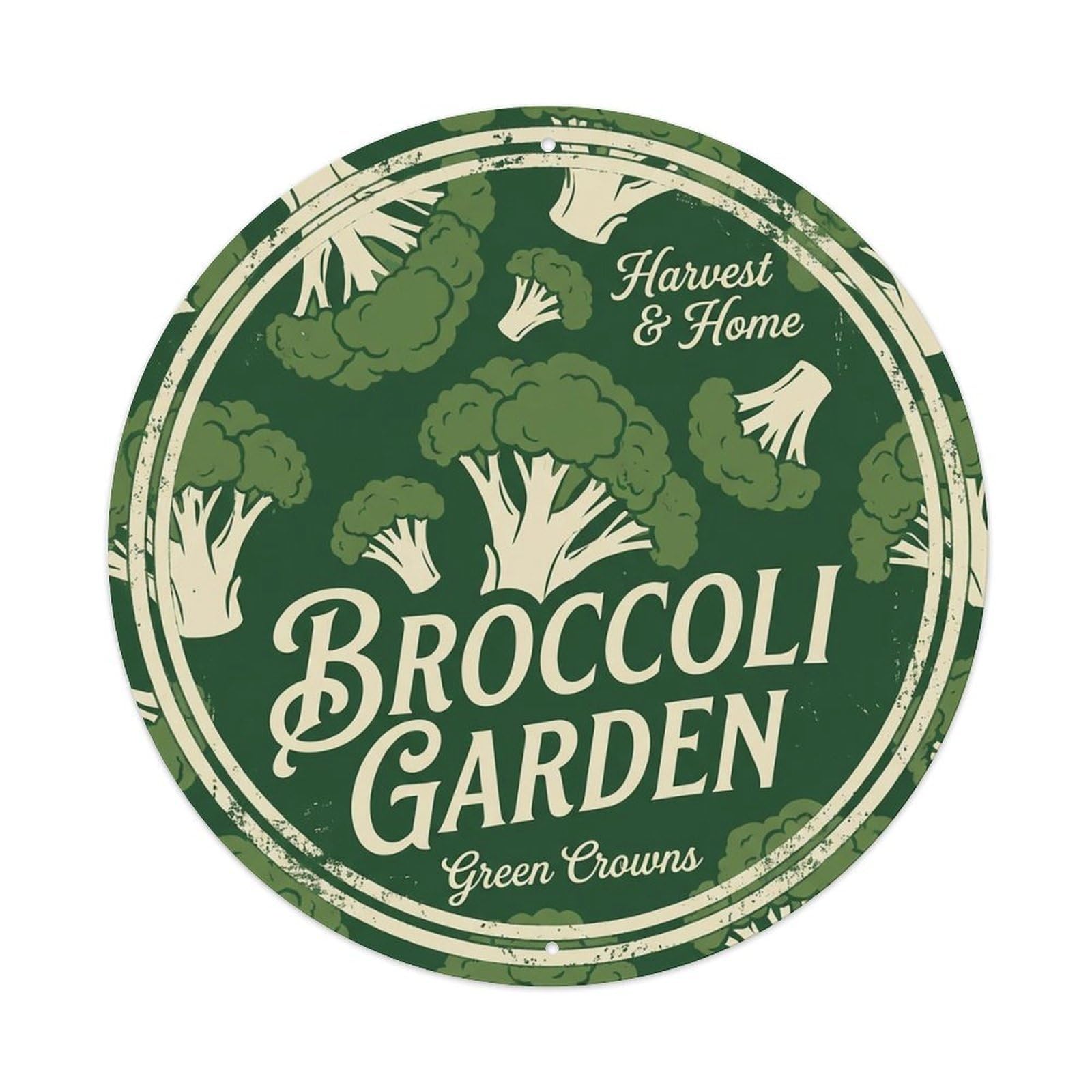 Cxhjca 8X8inch(20X20cm) Vintage Cottagecore Garden Broccoli Green Crown Metal Tin Sign