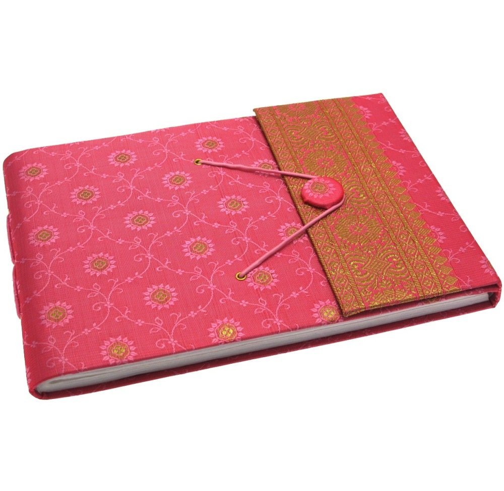 Paper High Pink Sari Fabric Cover Photo Album Medium | | 30 Pages To Fit 120 6X4 Or 60 7X5 Photos | Fair Trade & Handmade | Scrapbooking And Crafting Picture Album