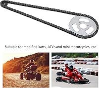 Vista 2 de T8F - Cadena de piñón delantero y trasero, juego de piñones de cadena de motor de acero para karts modificados, cuatrimotos y mini motocicletas