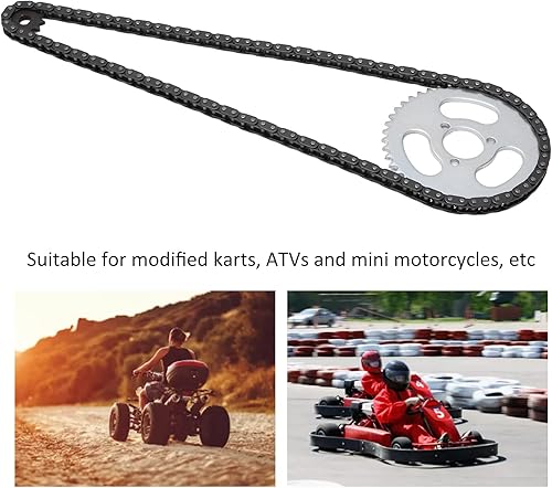 Miniatura 2 de T8F - Cadena de piñón delantero y trasero, juego de piñones de cadena de motor de acero para karts modificados, cuatrimotos y mini motocicletas,